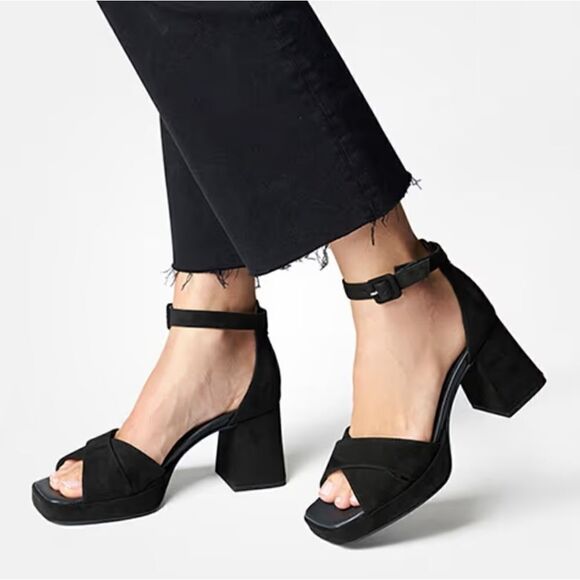 Paul Green Roxy Strappy Sandals in Black Velvet Size US 10 - Picture 1 of 15